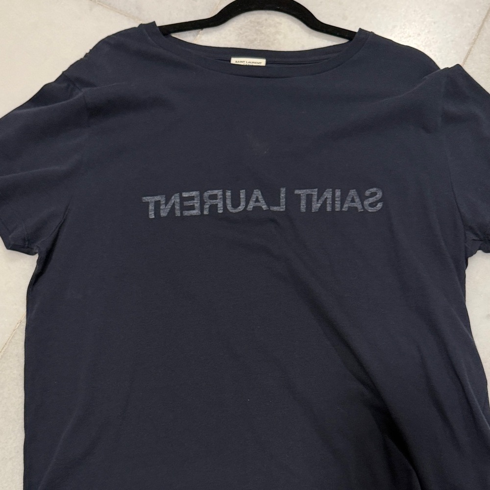 Saint Laurent Navy Tonal Logo T-Shirt